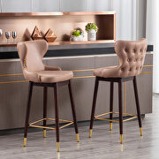 Khaki fabric nailhead trim gold decoration bar stools, set of 2 by La Spezia additional picture 12