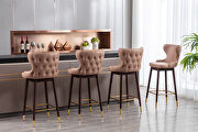 Khaki fabric nailhead trim gold decoration bar stools, set of 2 by La Spezia additional picture 4