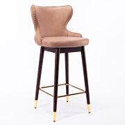 Khaki fabric nailhead trim gold decoration bar stools, set of 2 by La Spezia additional picture 7