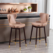 Khaki fabric nailhead trim gold decoration bar stools, set of 2 by La Spezia additional picture 10