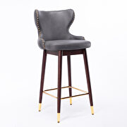 Dark gray fabric nailhead trim gold decoration bar stools, set of 2 by La Spezia additional picture 2