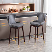 Dark gray fabric nailhead trim gold decoration bar stools, set of 2 by La Spezia additional picture 12