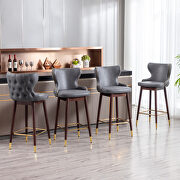 Dark gray fabric nailhead trim gold decoration bar stools, set of 2 by La Spezia additional picture 3