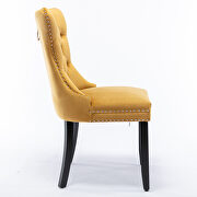 Gold velvet upholstery dining chair with wood legs by La Spezia additional picture 2