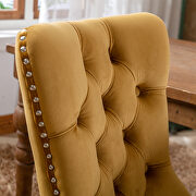 Gold velvet upholstery dining chair with wood legs by La Spezia additional picture 12