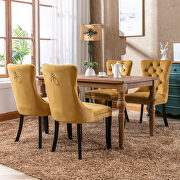 Gold velvet upholstery dining chair with wood legs by La Spezia additional picture 3