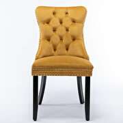 Gold velvet upholstery dining chair with wood legs by La Spezia additional picture 6