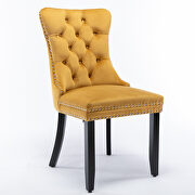 Gold velvet upholstery dining chair with wood legs by La Spezia additional picture 8