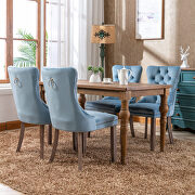 Light blue velvet upholstery dining chair with wood legs by La Spezia additional picture 12