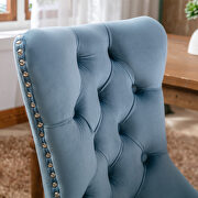 Light blue velvet upholstery dining chair with wood legs by La Spezia additional picture 3