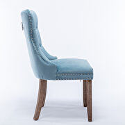 Light blue velvet upholstery dining chair with wood legs by La Spezia additional picture 4