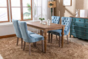 Light blue velvet upholstery dining chair with wood legs by La Spezia additional picture 5