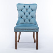 Light blue velvet upholstery dining chair with wood legs by La Spezia additional picture 7