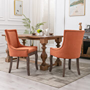 Orange fabric dining chairs with neutrally toned solid wood legs bronze nailhead, set of 2 by La Spezia additional picture 11