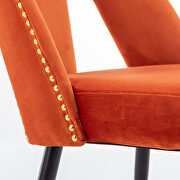 Modern orange velvet upholstered dining chair with nailheads and black metal legs, set of 2 by La Spezia additional picture 12