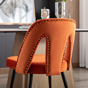 Modern orange velvet upholstered dining chair with nailheads and black metal legs, set of 2 by La Spezia additional picture 5