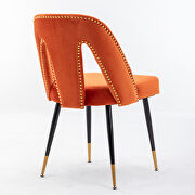 Modern orange velvet upholstered dining chair with nailheads and black metal legs, set of 2 by La Spezia additional picture 9
