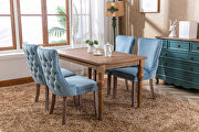 Light blue velvet wingback dining chair with back stitching nailhead trim, set of 2 by La Spezia additional picture 3
