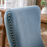 Light blue velvet wingback dining chair with back stitching nailhead trim, set of 2 by La Spezia additional picture 5