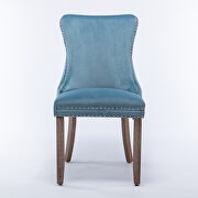 Light blue velvet wingback dining chair with back stitching nailhead trim, set of 2 by La Spezia additional picture 7