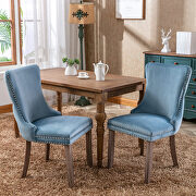 Light blue velvet wingback dining chair with back stitching nailhead trim, set of 2 by La Spezia additional picture 8
