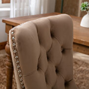 Khaki velvet upholstery dining chair with wood legs by La Spezia additional picture 2