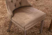 Khaki velvet upholstery dining chair with wood legs by La Spezia additional picture 11
