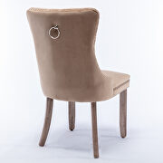Khaki velvet upholstery dining chair with wood legs by La Spezia additional picture 3