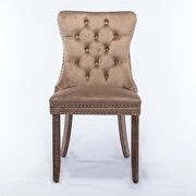 Khaki velvet upholstery dining chair with wood legs by La Spezia additional picture 4