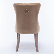 Khaki velvet upholstery dining chair with wood legs by La Spezia additional picture 5