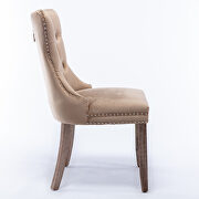 Khaki velvet upholstery dining chair with wood legs by La Spezia additional picture 6