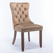 Khaki velvet upholstery dining chair with wood legs by La Spezia additional picture 7