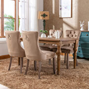 Khaki velvet upholstery dining chair with wood legs by La Spezia additional picture 10