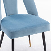 Modern light blue velvet upholstered dining chair with nailheads and black metal legs, set of 2 by La Spezia additional picture 12