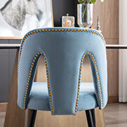 Modern light blue velvet upholstered dining chair with nailheads and black metal legs, set of 2 by La Spezia additional picture 6