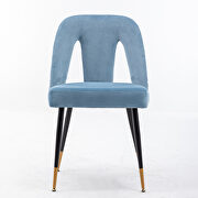 Modern light blue velvet upholstered dining chair with nailheads and black metal legs, set of 2 by La Spezia additional picture 9