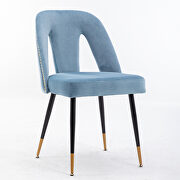 Modern light blue velvet upholstered dining chair with nailheads and black metal legs, set of 2 by La Spezia additional picture 10