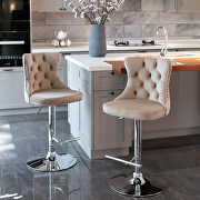 Khaki velvet swivel barstools with comfortable tufted back, set of 2 by La Spezia additional picture 5