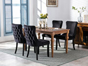 Black velvet upholstered wingback dining chair with nailhead trim and solid wood legs, set of 2 by La Spezia additional picture 14
