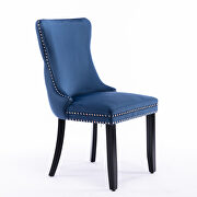 Blue velvet upholstered wingback dining chair with nailhead trim and solid wood legs, set of 2 by La Spezia additional picture 3