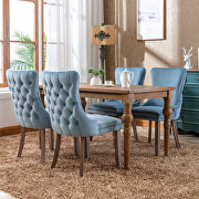 Light blue velvet upholstered wingback dining chair with nailhead trim and solid wood legs, set of 2 by La Spezia additional picture 11