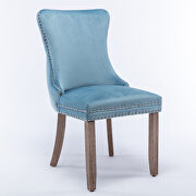 Light blue velvet upholstered wingback dining chair with nailhead trim and solid wood legs, set of 2 by La Spezia additional picture 12