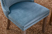 Light blue velvet upholstered wingback dining chair with nailhead trim and solid wood legs, set of 2 by La Spezia additional picture 4