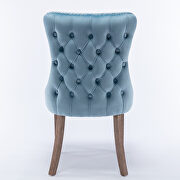Light blue velvet upholstered wingback dining chair with nailhead trim and solid wood legs, set of 2 by La Spezia additional picture 8