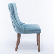 Light blue velvet upholstered wingback dining chair with nailhead trim and solid wood legs, set of 2 by La Spezia additional picture 9