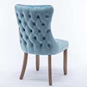 Light blue velvet upholstered wingback dining chair with nailhead trim and solid wood legs, set of 2 by La Spezia additional picture 10