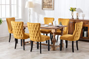 Gold velvet upholstered wingback dining chair with nailhead trim and solid wood legs, set of 2 by La Spezia additional picture 4