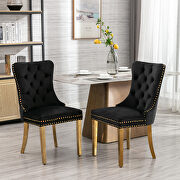 Black velvet upholstery dining chair with golden stainless steel plating legs by La Spezia additional picture 12