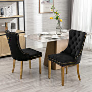 Black velvet upholstery dining chair with golden stainless steel plating legs by La Spezia additional picture 5