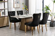 Black velvet upholstery dining chair with golden stainless steel plating legs by La Spezia additional picture 9